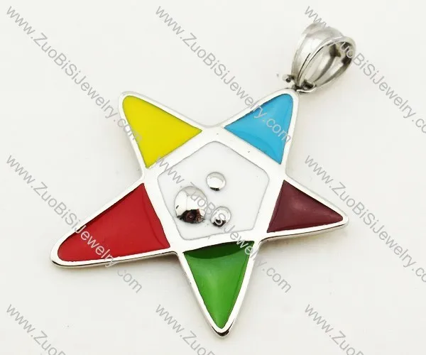 Stainless Steel colorful Star pentagram pendant - JP090322