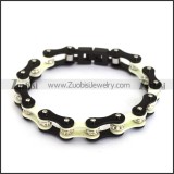 Dark Black and White Link Bracelet with Clear Crystals b005132