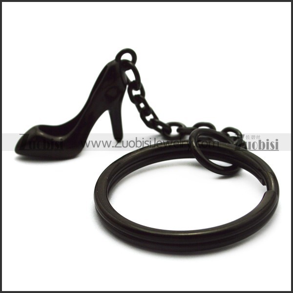 Black Plated High-heeled Shoe Key Chain for Girls k000015