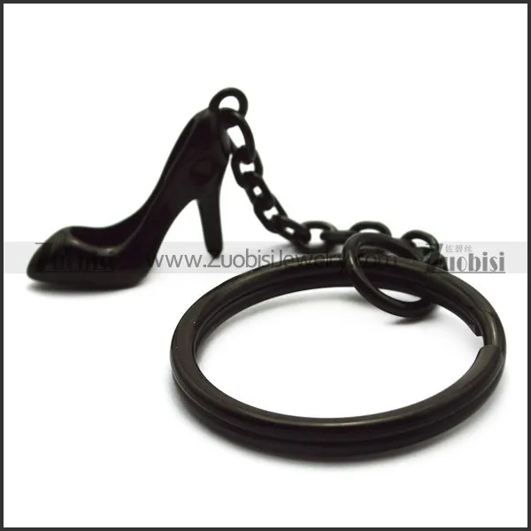 Black Plated High-heeled Shoe Key Chain for Girls k000015