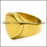 golden stainless steel blank signet ring in shield shaped r005209