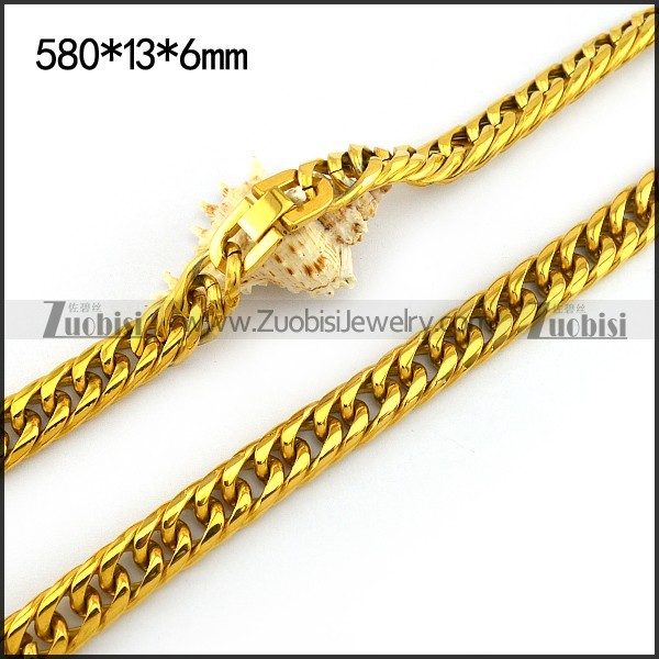 24K Gold Plating Stainless Steel Necklace in 58cm Long n001208