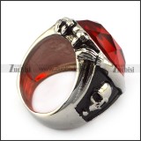 Jumbo Clear Red Faceted Stone Skull Ring r004252
