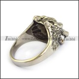 Old Silver Stainless Steel Wolf Ring - r000257