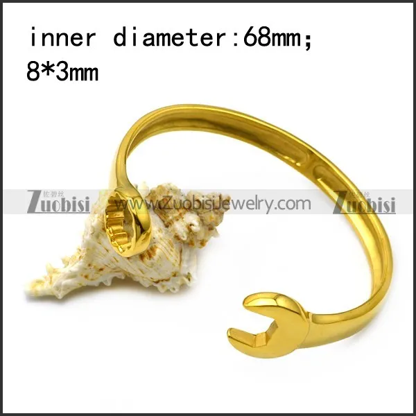 golden stainless steel casting spanner bangle b007004