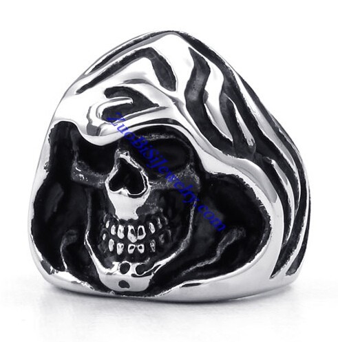 Stainless Steel Wizard Skull Ring JR330083