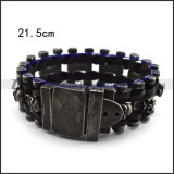 Antique Stainless Steel Skull Leather Bracelet b004614