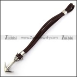 Stainless Steel Arrow Charm Brown Leather Bracelet b006141