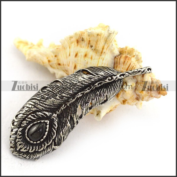 50MM Long Stainless Steel Feather Pendant p003817