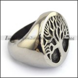 Solid Stainless Steel Oak Ring r003593
