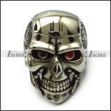 big skull ring with 2 red eyes r005222