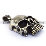 Large High Polishing Steel Skull Pendant p003467