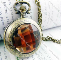 Light Amber Faceted Plastic Watch Face Pocket Watch -PW000188