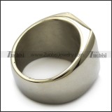shiny silver stainless steel blank signet ring R005219
