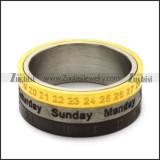 golden date silver week black roman numerals spinner ring r005169