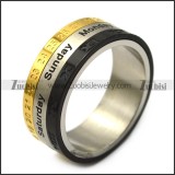 roman numerals date and week spinner ring r005374