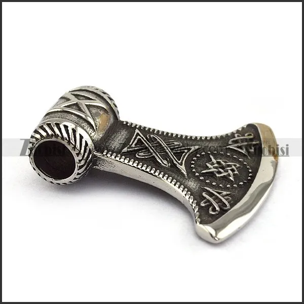 Big Vintage Viking Stainless Steel AX Pendant p004271