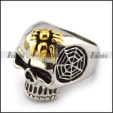 Gold Spider Steel Skull Ring r003963