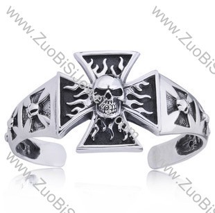 Big Fire Skull Stainless Steel Bangle - JB350063