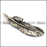 Retro Feather Charm w Crystal Rhinestone p003475