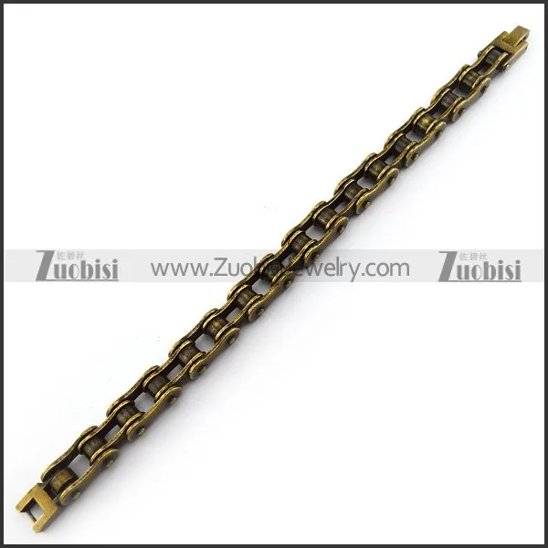 10mm antique gold stainless steel bicycle chain bracelet for bikers b005600
