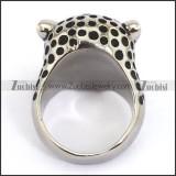 Stainless Steel Leopard Ring w Red Eye-r000359