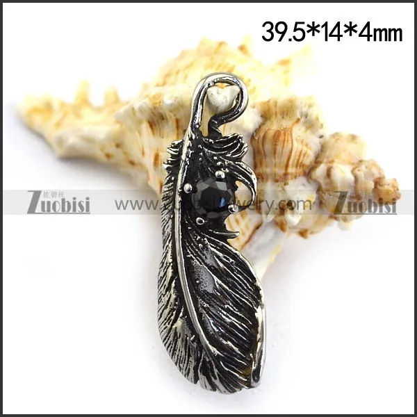 Retro Stainless Steel Feather Charm p003477