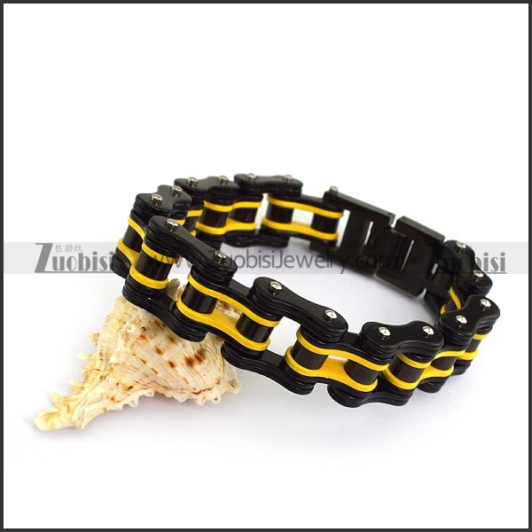 Black Outer Layers and Only One Yellow Layer Bicycle Chain Bracelet b005166