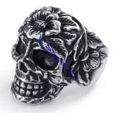 big flower skull ring JR350283