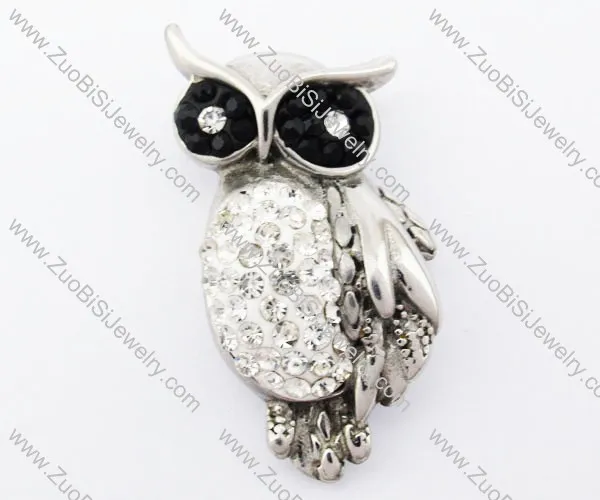 Stainless Steel a Bird of Minerva Pendant with Clear Fake Brilliant - JP420024