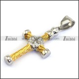 Yellow Gold Stainless Steel Cross Pendant p002812