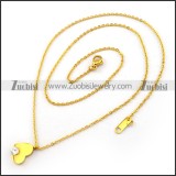 Gold Heart Charm Chain Set in Stainless Steel s001928