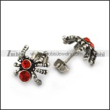 Stainless Steel Red Spider Earrings -e000097