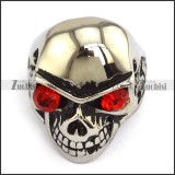 Red Eyes Stainless Steel skull Ring - JR090278