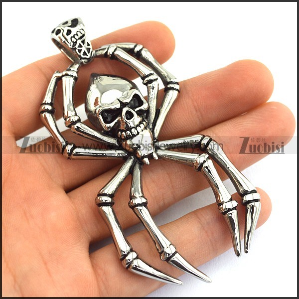 Silver Stainless Steel Spider Pendant p003286