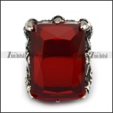 Clear Red Jumbo Square Stone Ring r004226