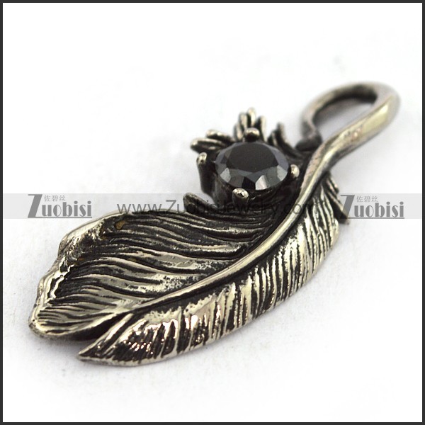 32MM Big Steel Feather Charm for Bracelet p003660