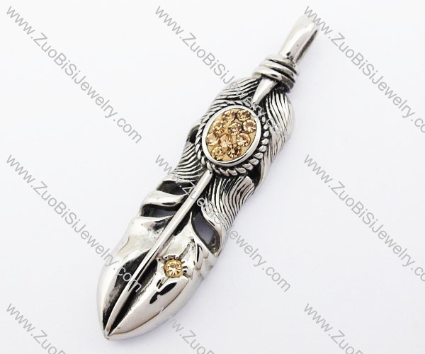 Stainless Steel Amber Rhinestone Pendant - JP420032