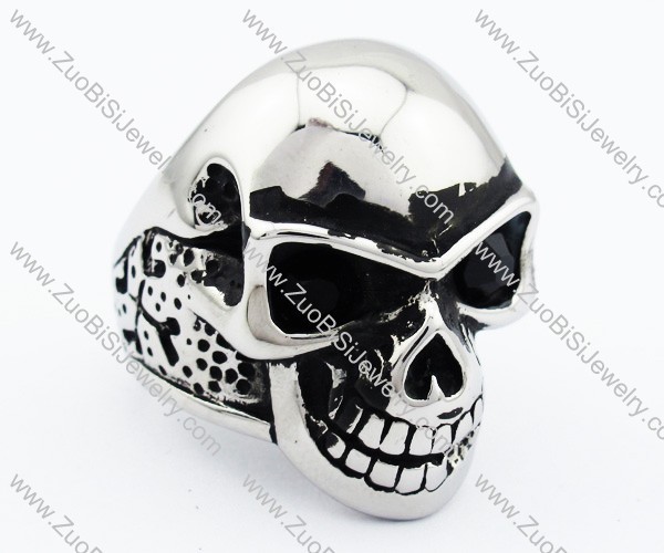 Stainless Steel skull Ring with 2 black eyes - JR090276