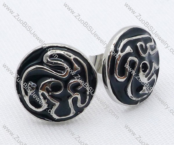 Black Epoxy Stainless Steel earring - JE050044