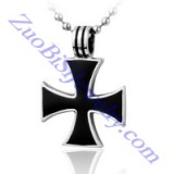 black epoxy iron cross pendant JP350059