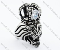 Stainless Steel crowned lion Ring - JR090287