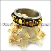 Band Ring with Gold Plating Skulls r004534