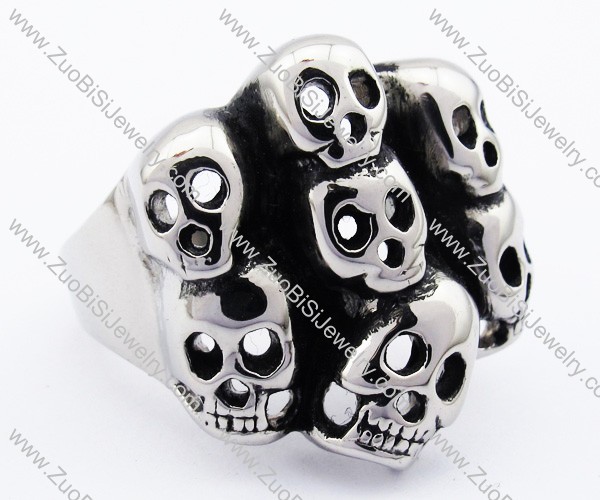 Stainless Steel Old Nick Ring with Many Skull Heads -JR330001