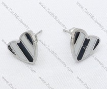 Epoxy Black and White Heart Stainless Steel earring - JE050020