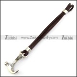 Brown Leather Bracelet with SS Hammer Buckle b006143