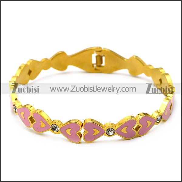 gold plating hearts enamel bangle b007241