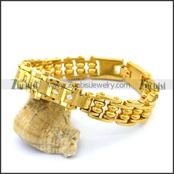 24K Gold Plated Stainless Steel Bike Bracelet b003992