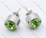 Clear Green Color Zircon Stainless Steel earring - JE050005