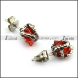 Clear Red Star Diamond Earring Stud with a Snake e000678